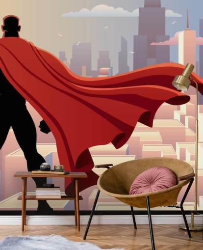 Superhero Looking at City Wallpaper