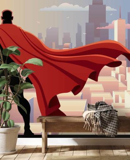 Superhero Looking at City Wallpaper