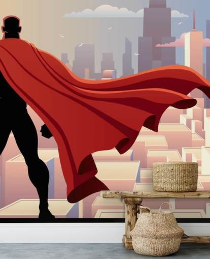 Superhero Looking at City Wallpaper