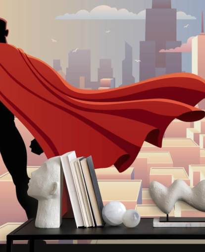 Superhero Looking at City Wallpaper