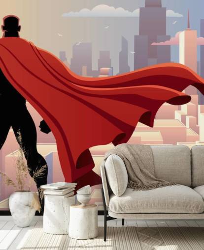 Superhero Looking at City Wallpaper
