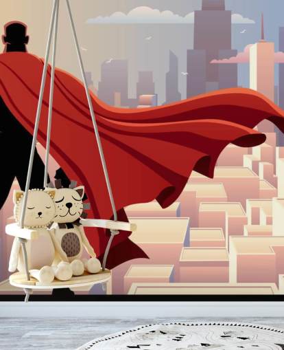 Superhero Looking at City Wallpaper