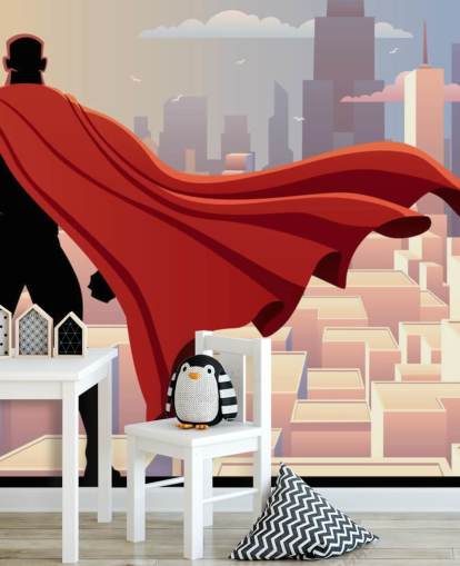 Sfondo di supereroi che guardano la città