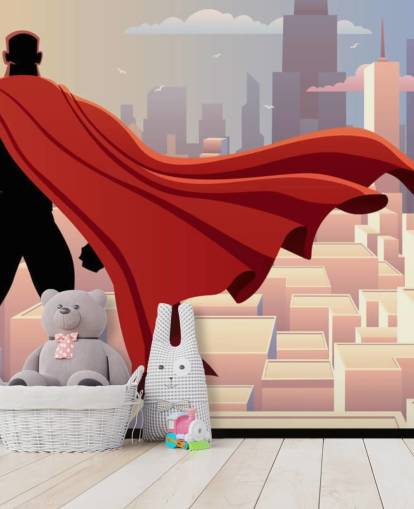 Papel de parede de super-herói olhando para a cidade