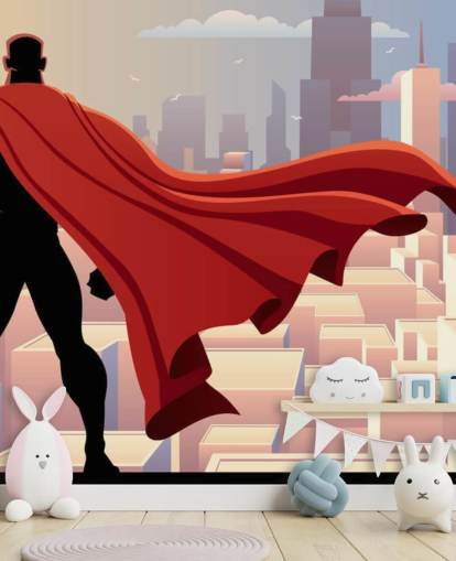 Fondo de pantalla de superhéroe mirando la ciudad Fondo de pantalla de superhéroe mirando la ciudad