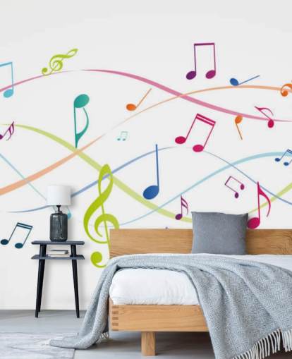 mural de pared de música colorido y personalizable llamado Colourful Music Notes para aulas de música