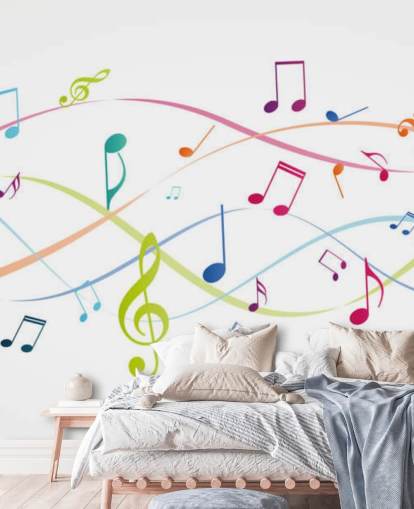 colorful customizable music wall mural called Colorful Music Notes for music classrooms