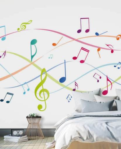 fargerikt tilpassbart musikkveggmaleri kalt Colourful Music Notes for musikklasserom