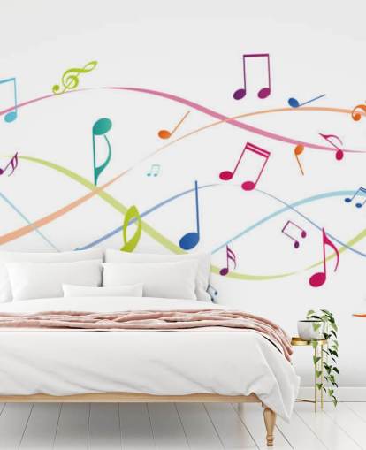 colorful customizable music wall mural called Colorful Music Notes for music classrooms