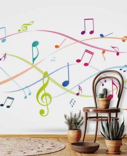 colorful customizable music wall mural called Colorful Music Notes for music classrooms