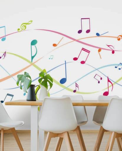 fresque murale colorée et personnalisable appelée Colourful Music Notes pour les classes de musique