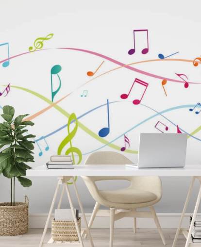 fargerikt tilpassbart musikkveggmaleri kalt Colourful Music Notes for musikklasserom