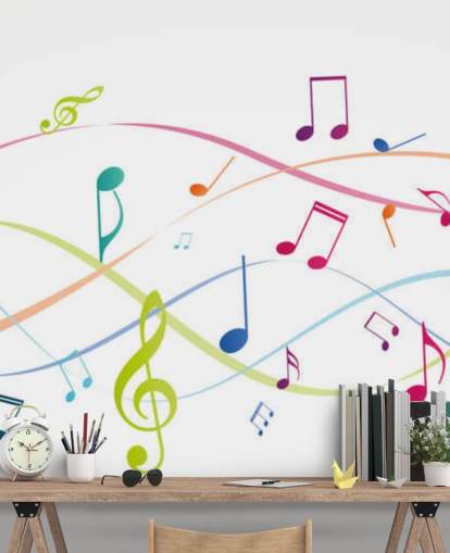 färgglad anpassningsbar musikväggmålning som heter Färgglada musikanteckningar för musikklassrum färgglad anpassningsbar musikväggmålning som heter Färgglada musikanteckningar för musikklassrum
