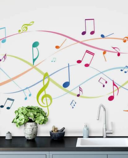 farverigt tilpassbart musikvægmaleri kaldet Colourful Music Notes til musikklasseværelser