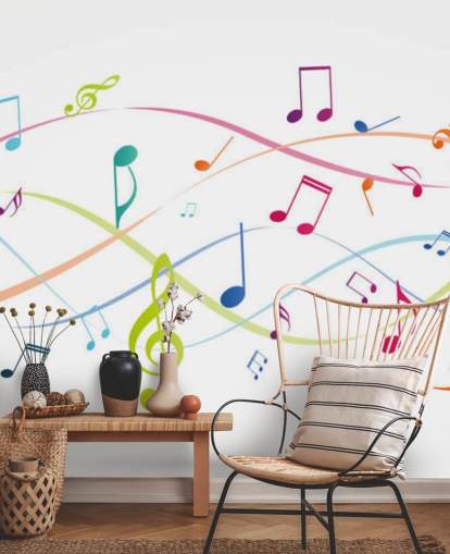Buntes personalisierbares Musik-Wandbild namens Colourful Music Notes für Musikunterricht