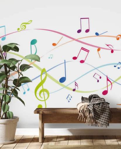 colorful customizable music wall mural called Colorful Music Notes for music classrooms