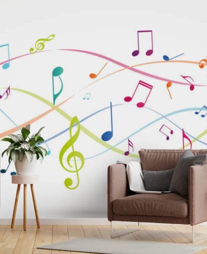 colorful customizable music wall mural called Colorful Music Notes for music classrooms