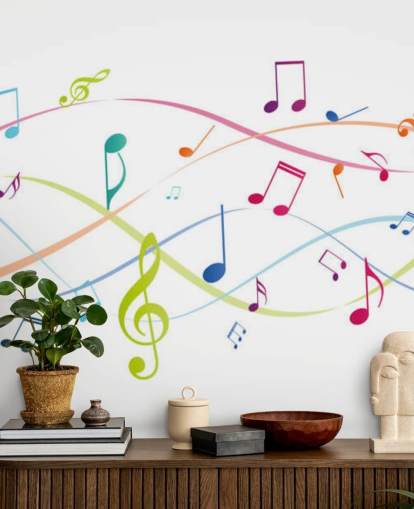 colorful customizable music wall mural called Colorful Music Notes for music classrooms