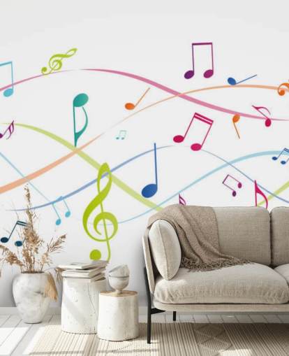 colorful customizable music wall mural called Colorful Music Notes for music classrooms