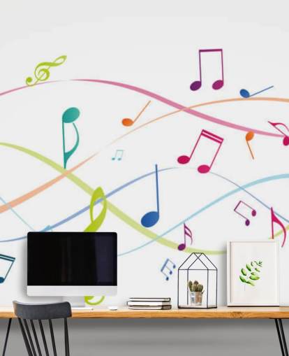 murale musicale colorato personalizzabile chiamato Colourful Music Notes per aule di musica