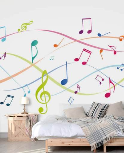 mural de pared de música colorido y personalizable llamado Colourful Music Notes para aulas de música mural de pared de música colorido y personalizable llamado Colourful Music Notes para aulas de música