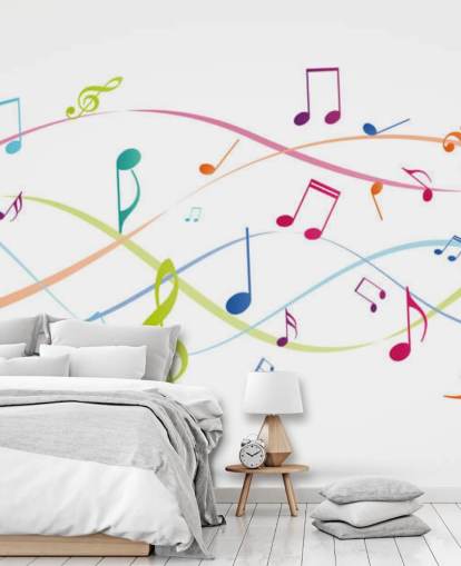 Buntes personalisierbares Musik-Wandbild namens Colourful Music Notes für Musikunterricht