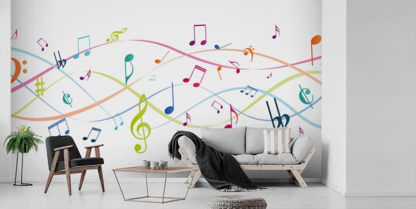 Musical Note Mural Music Wallpaper & Wall Murals | Wallsauce UK