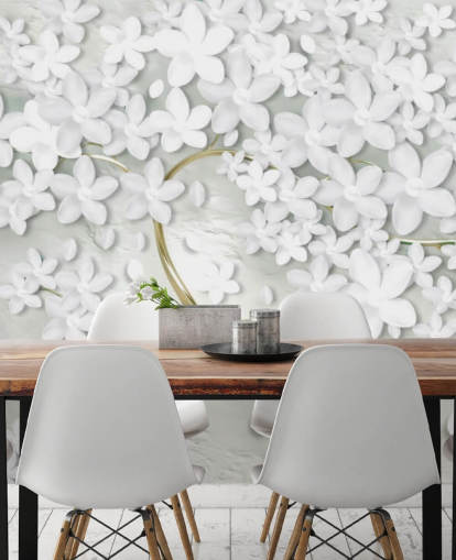 hvite blomster på gull trestamme tapet hvite blomster på gull trestamme tapet