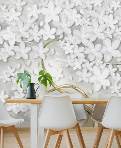 papier peint fleurs blanches sur le tronc d'arbre d'or papier peint fleurs blanches sur le tronc d'arbre d'or