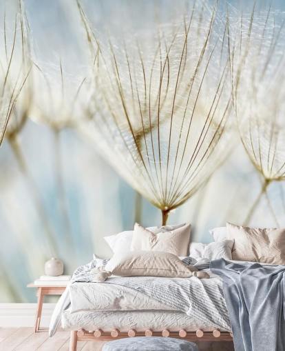 Tapeten-Wandbild mit weißem Löwenzahn namens Abstract Dandelion für Lounges, Küchen und Badezimmer