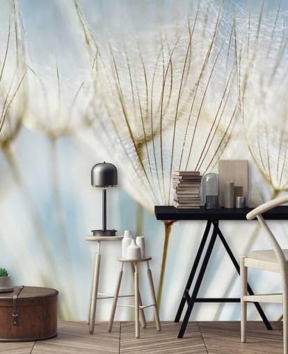 witte paardenbloem muurschildering genaamd Abstract Dandelion voor lounges, keukens en badkamers witte paardenbloem muurschildering genaamd Abstract Dandelion voor lounges, keukens en badkamers
