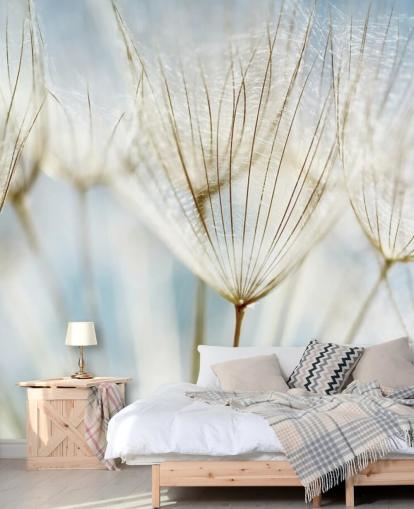 Tapeten-Wandbild mit weißem Löwenzahn namens Abstract Dandelion für Lounges, Küchen und Badezimmer