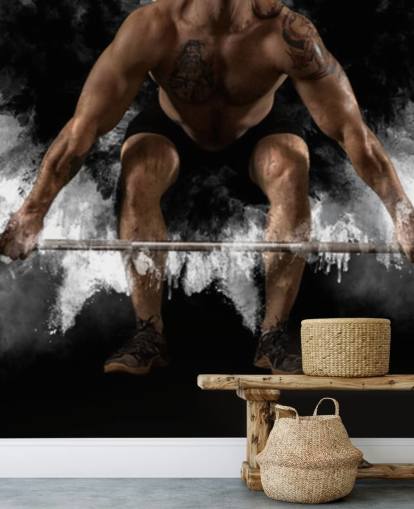 Hombre entrenamiento con barra en el gimnasio fondo de pantalla Hombre entrenamiento con barra en el gimnasio fondo de pantalla