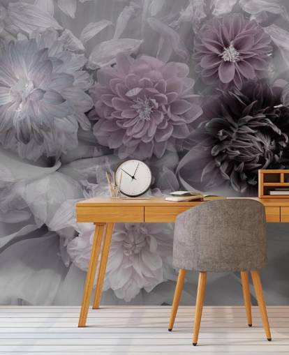 pink and lilac floral wallpaper mural called Dahlia Dream for bedrooms and lounges