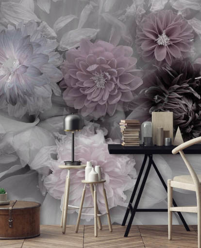 carta da parati murale floreale rosa e lilla chiamata Dahlia Dream per camere da letto e salotti carta da parati murale floreale rosa e lilla chiamata Dahlia Dream per camere da letto e salotti