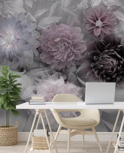 pink and lilac floral wallpaper mural called Dahlia Dream for bedrooms and lounges