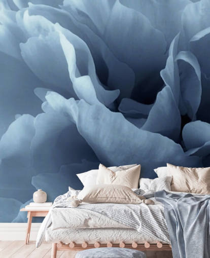 gros plan de papier peint pivoine bleu pâle