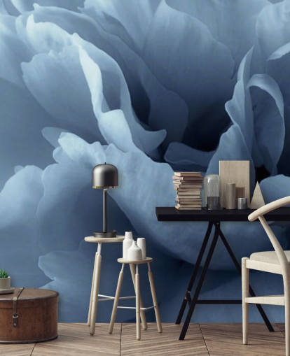 gros plan de papier peint pivoine bleu pâle