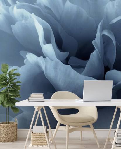 primo piano di carta da parati peonia blu pallido
