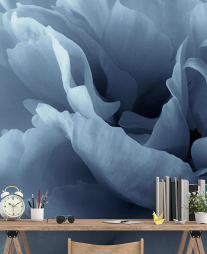 nærbilde av lyseblå peon tapet