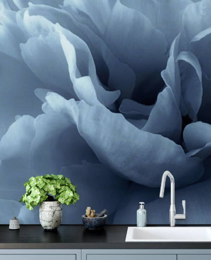 gros plan de papier peint pivoine bleu pâle