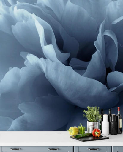 close up of pale blue peony wallpaper
