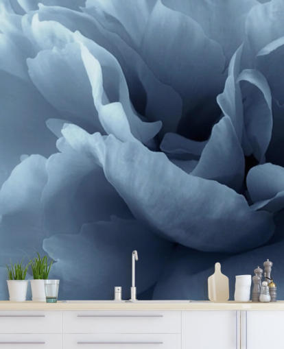 gros plan de papier peint pivoine bleu pâle