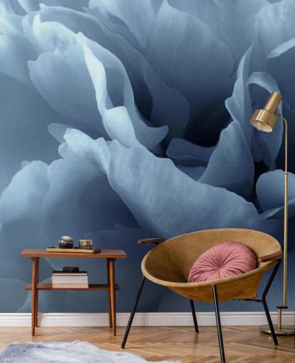 close up of pale blue peony wallpaper
