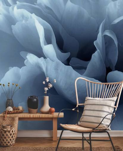 close up of pale blue peony wallpaper