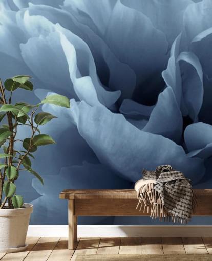 gros plan de papier peint pivoine bleu pâle
