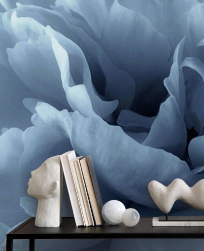 gros plan de papier peint pivoine bleu pâle