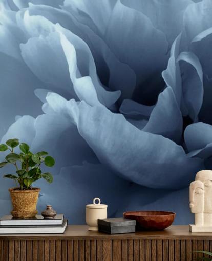 gros plan de papier peint pivoine bleu pâle