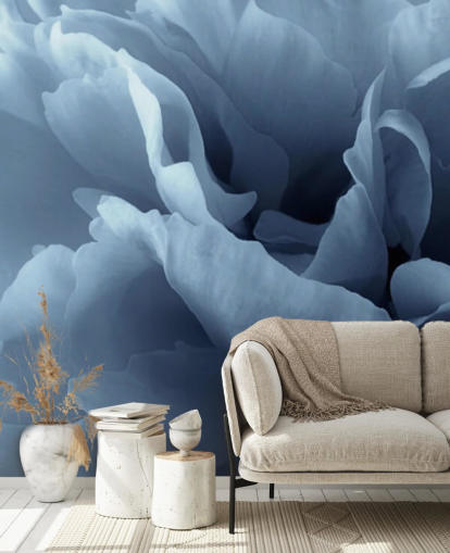 close up of pale blue peony wallpaper
