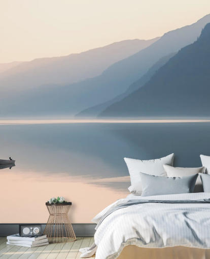 Fondo de pantalla de misty still lake and mountains Fondo de pantalla de misty still lake and mountains